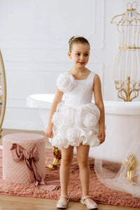 Peony satin flower girl dress