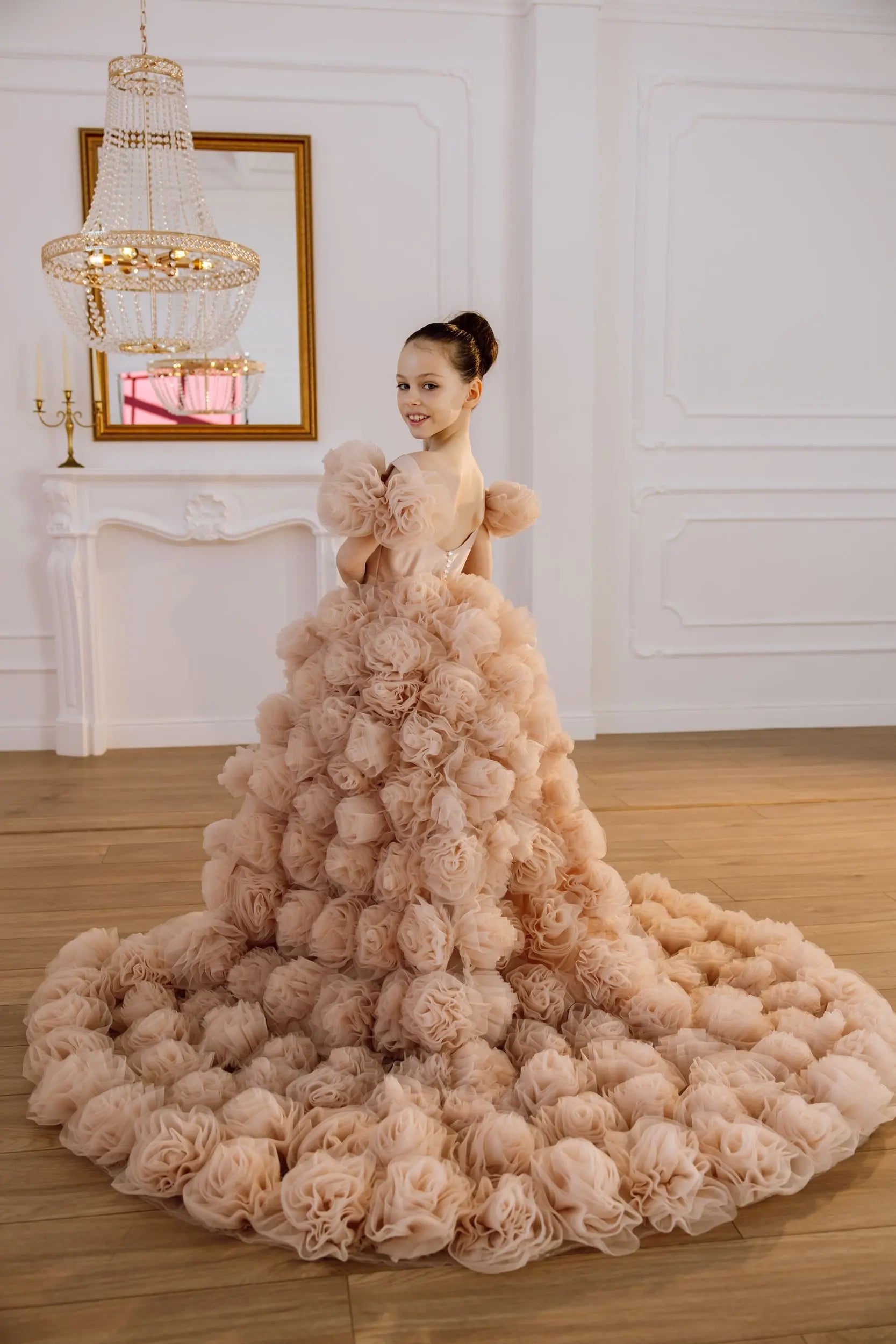 Tara satin flower girl dress