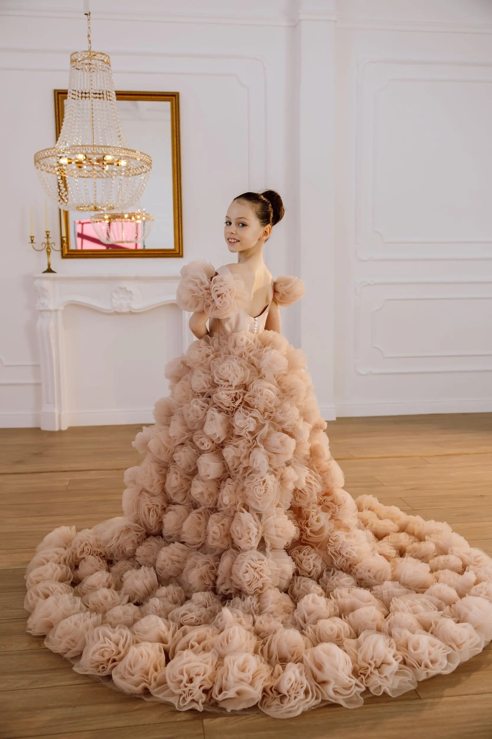 Tara satin flower girl dress