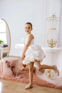 Peony satin flower girl dress
