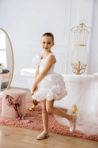 Peony satin flower girl dress