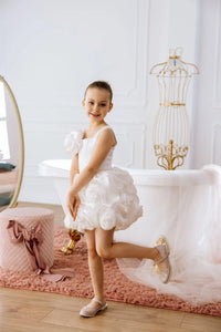 Peony satin flower girl dress