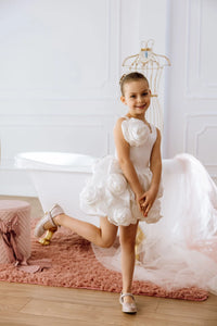 Peony satin flower girl dress