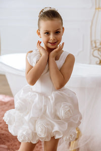 Peony satin flower girl dress