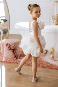 Peony satin flower girl dress