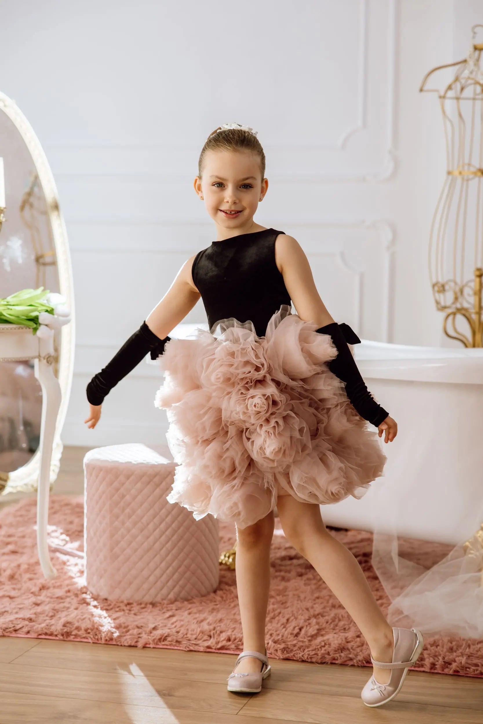 Rose flower girl dress