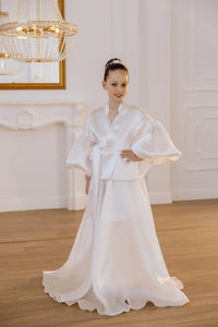 Paola organza suit for girls with a skirt