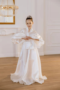 Paola organza suit for girls with a skirt