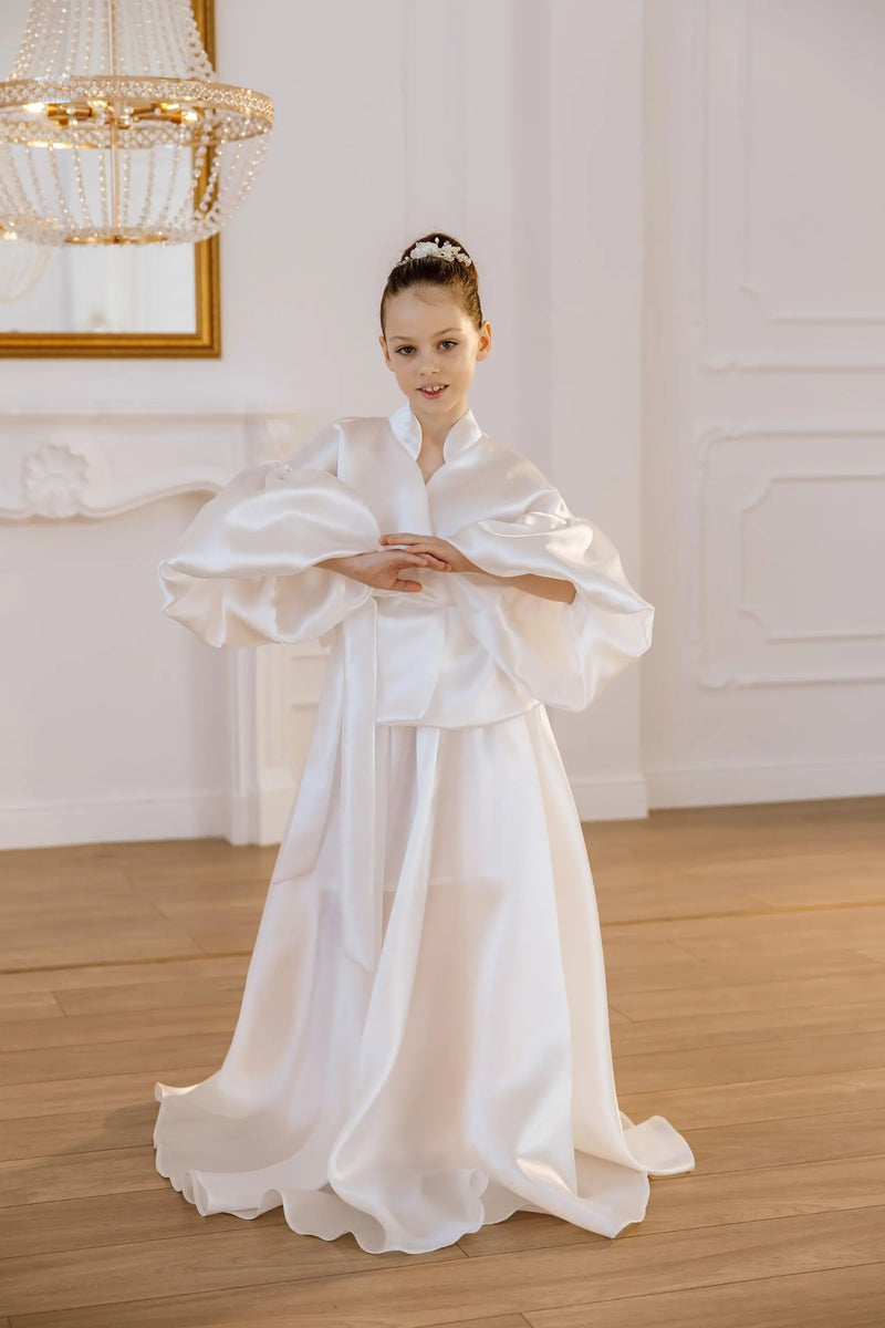 Paola organza suit for girls with a skirt