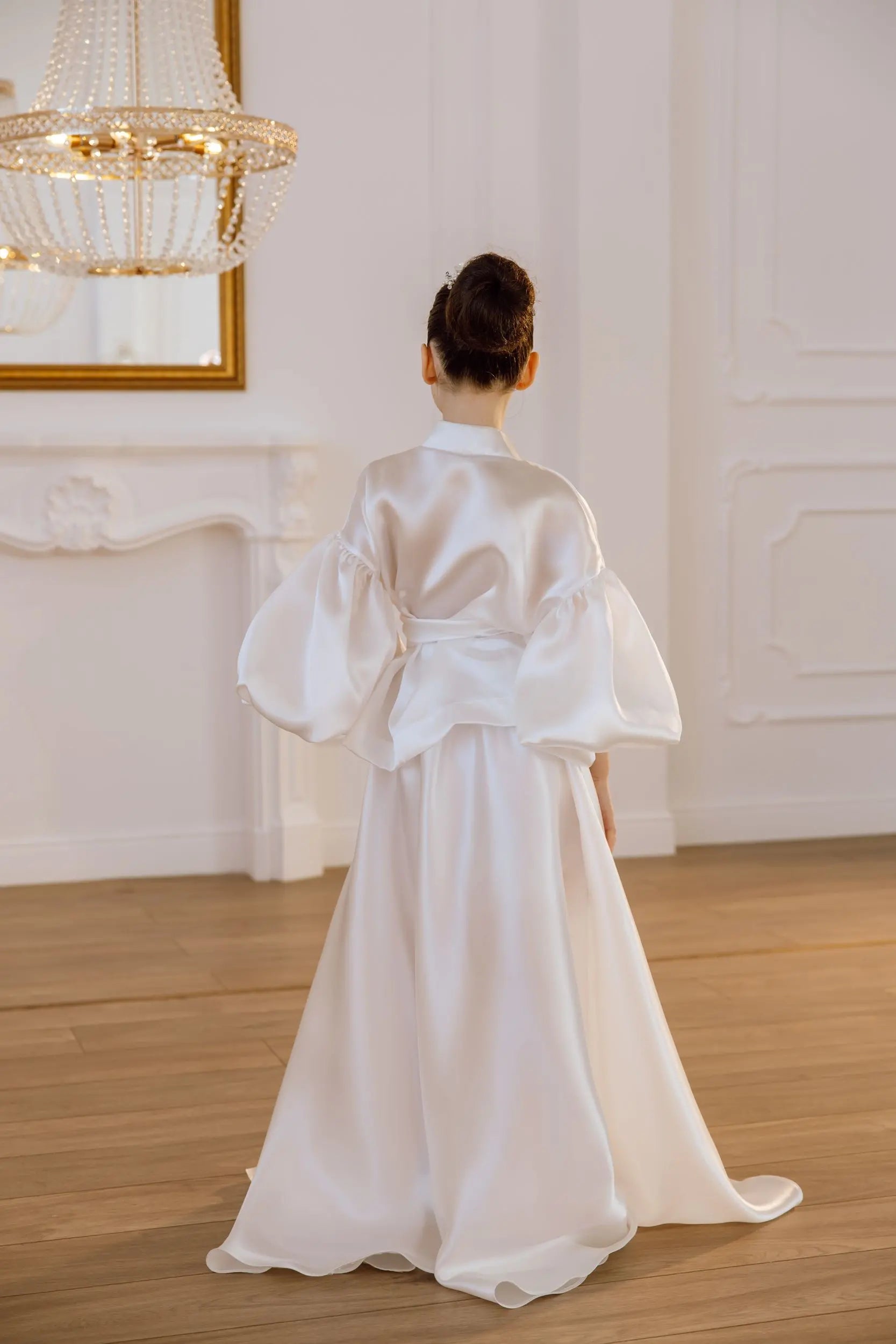 Paola organza suit for girls with a skirt