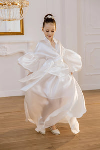 Paola organza suit for girls with a skirt
