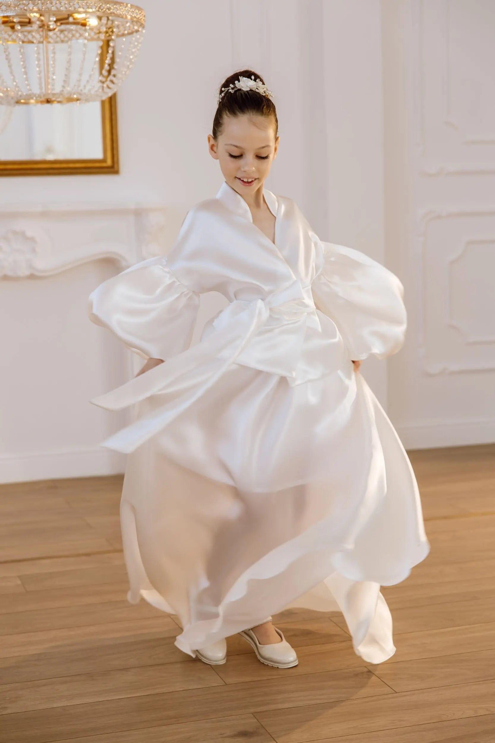 Paola organza suit for girls with a skirt