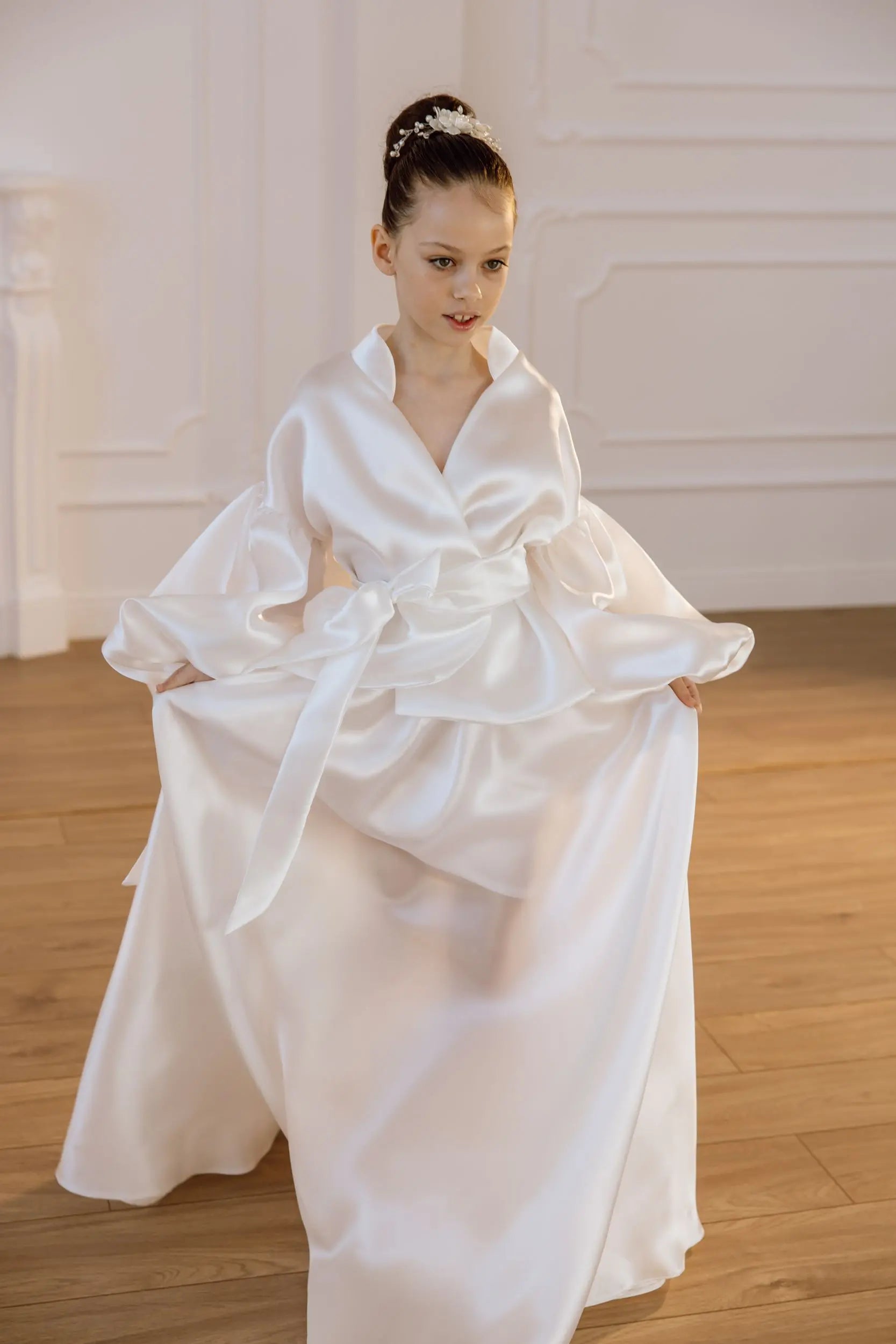 Paola organza suit for girls with a skirt