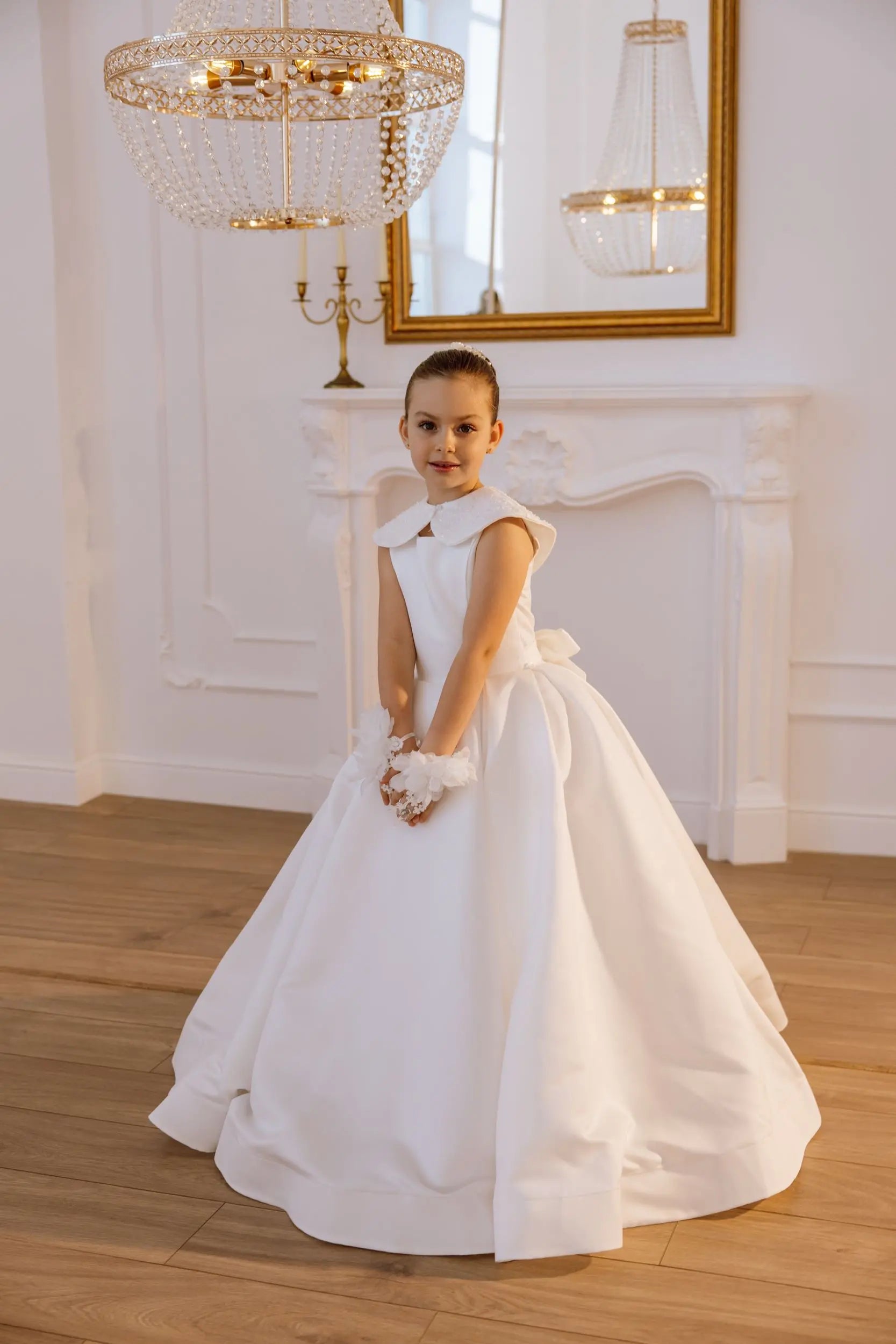Iris satin flower girl dress