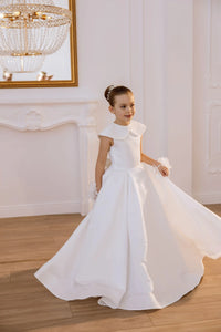 Iris satin flower girl dress