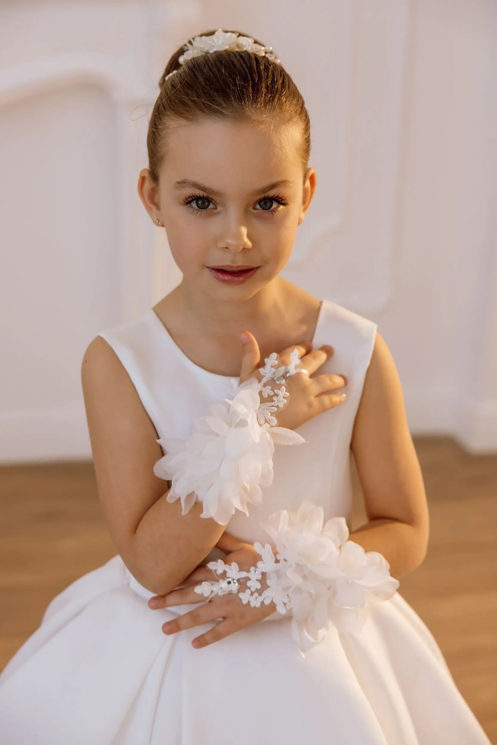 Tina satin flower girl dress