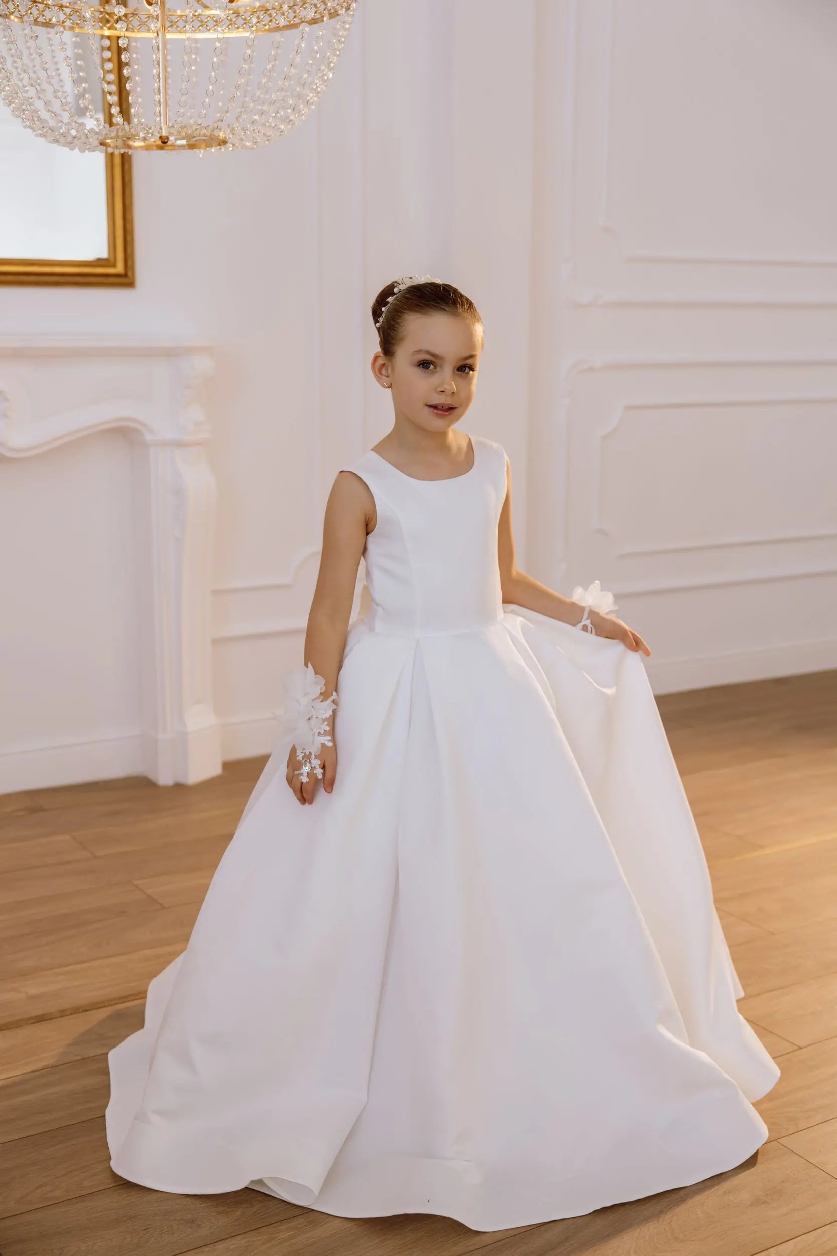 Tina satin flower girl dress