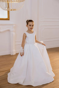 Holly satin flower girl dress