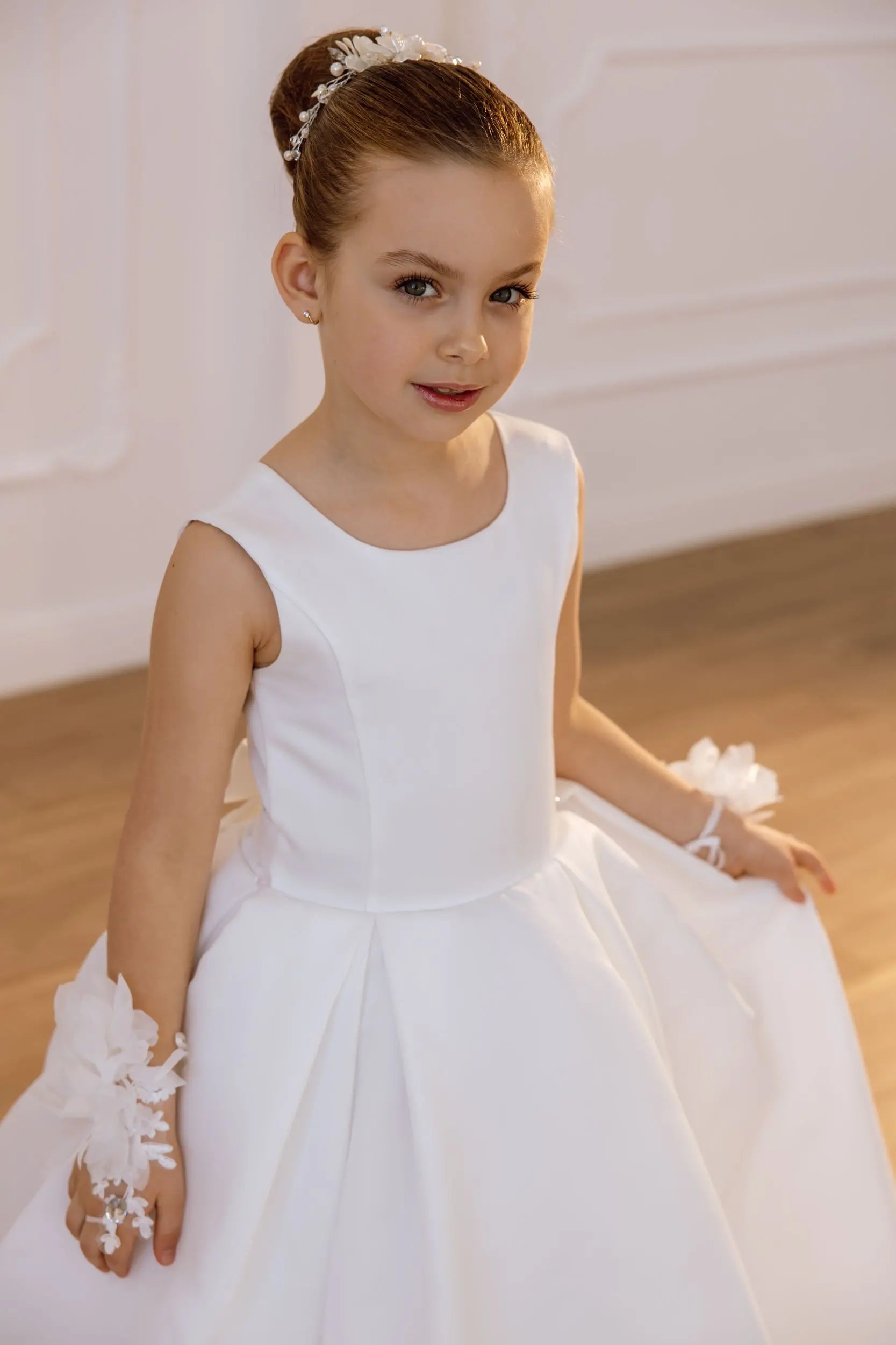 Tina satin flower girl dress
