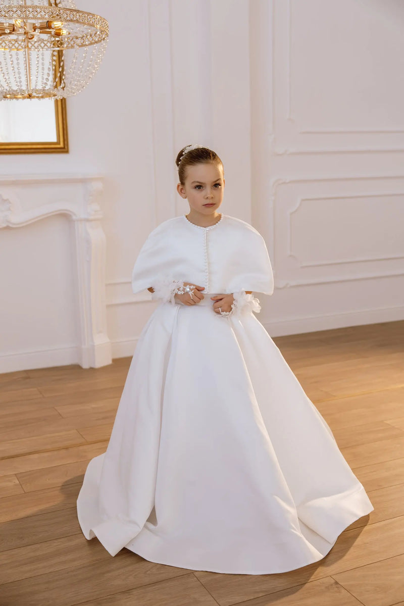 Holly satin flower girl dress