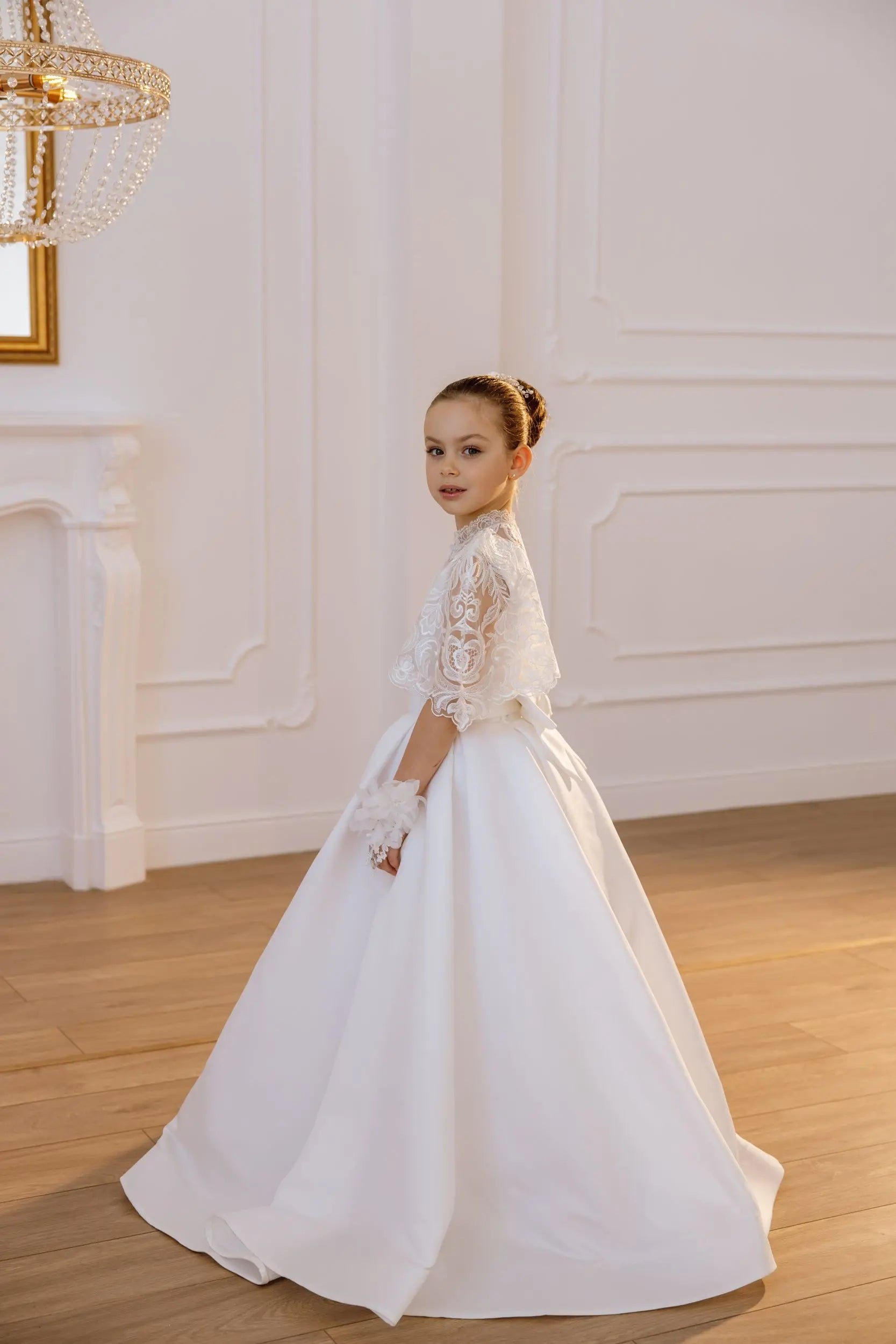Tina satin flower girl dress