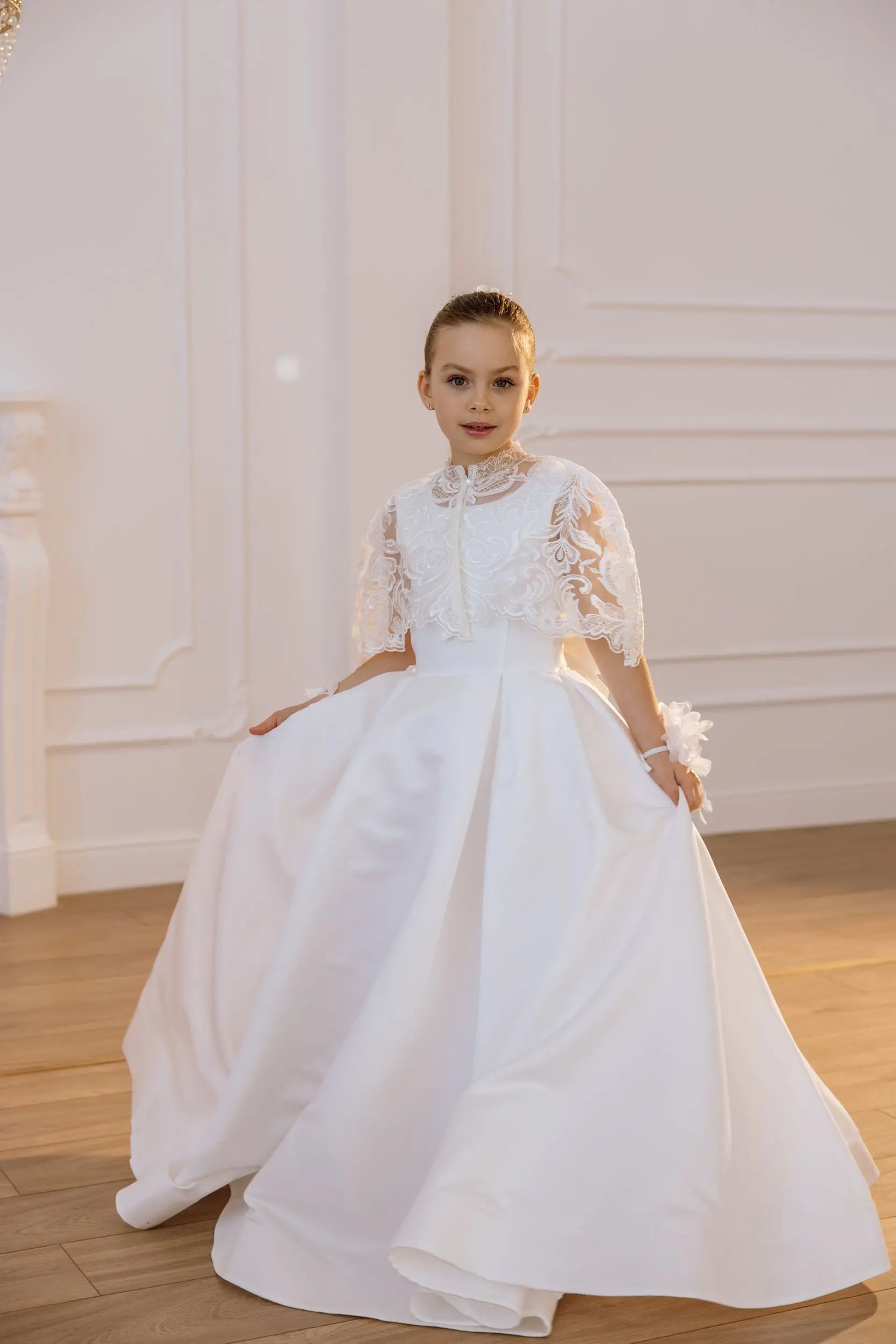 Tina satin flower girl dress