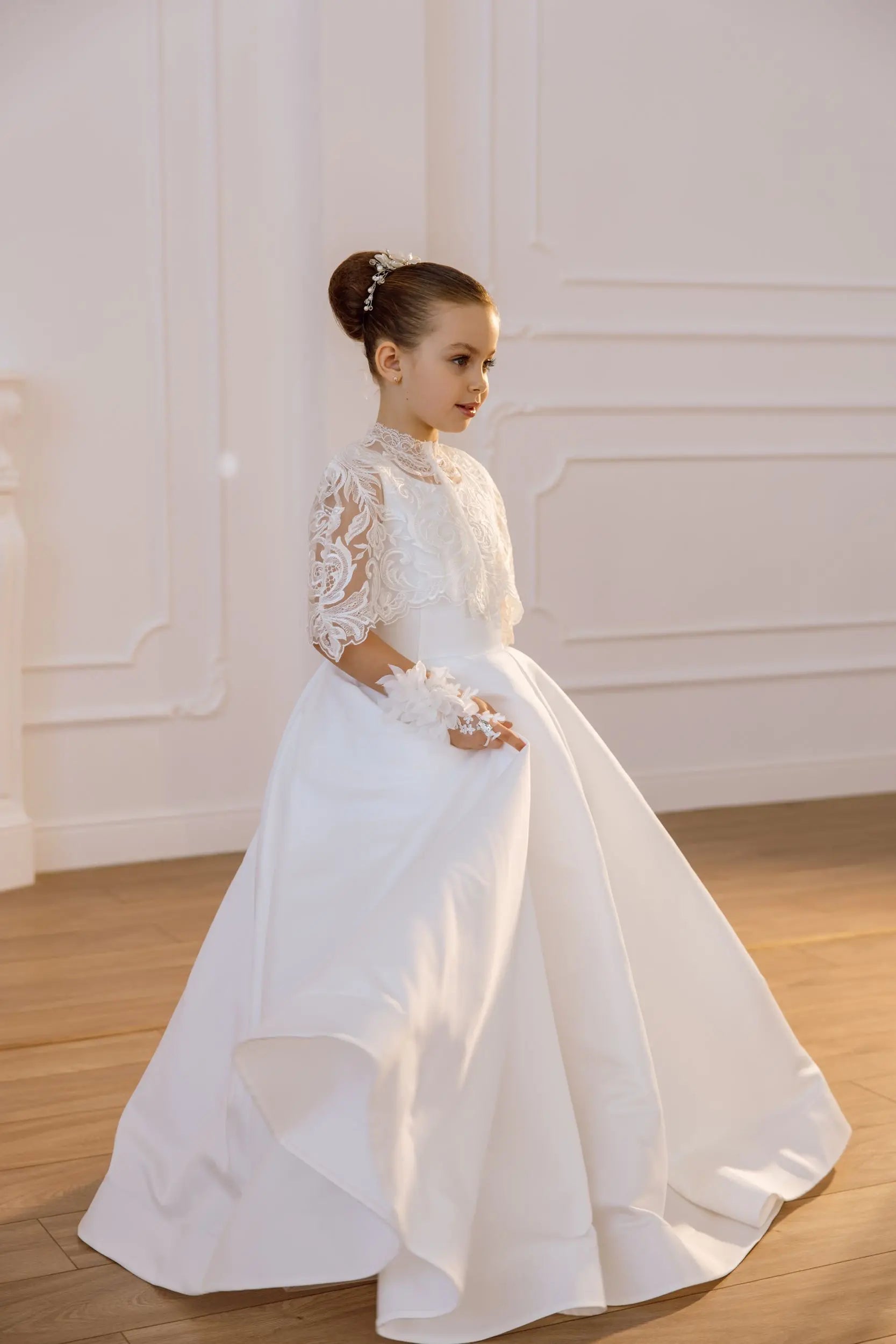 Tina satin flower girl dress