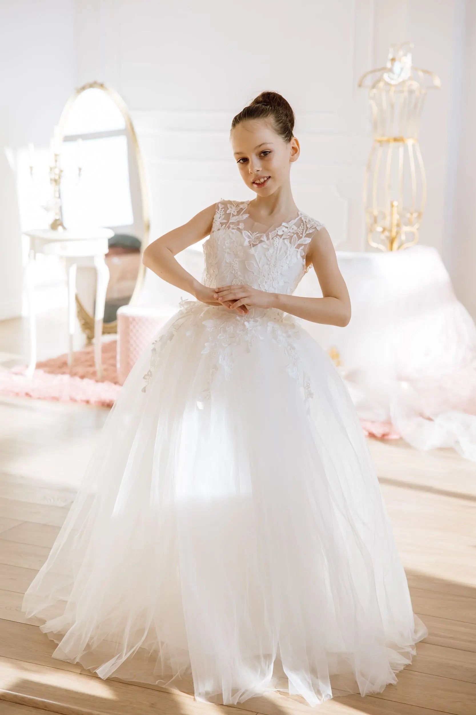 Sicily lace tulle flower girl dress