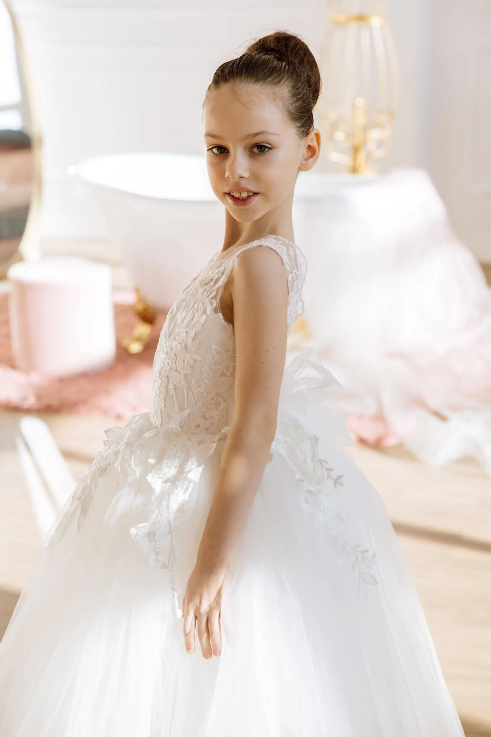Sicily lace tulle flower girl dress