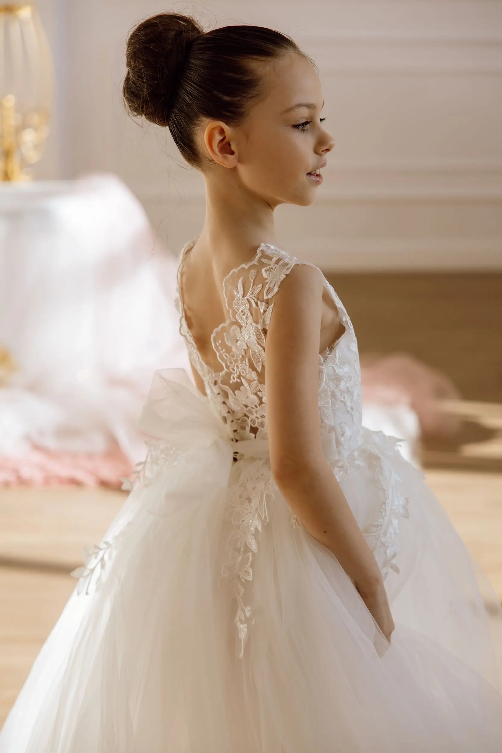 Sicily lace tulle flower girl dress