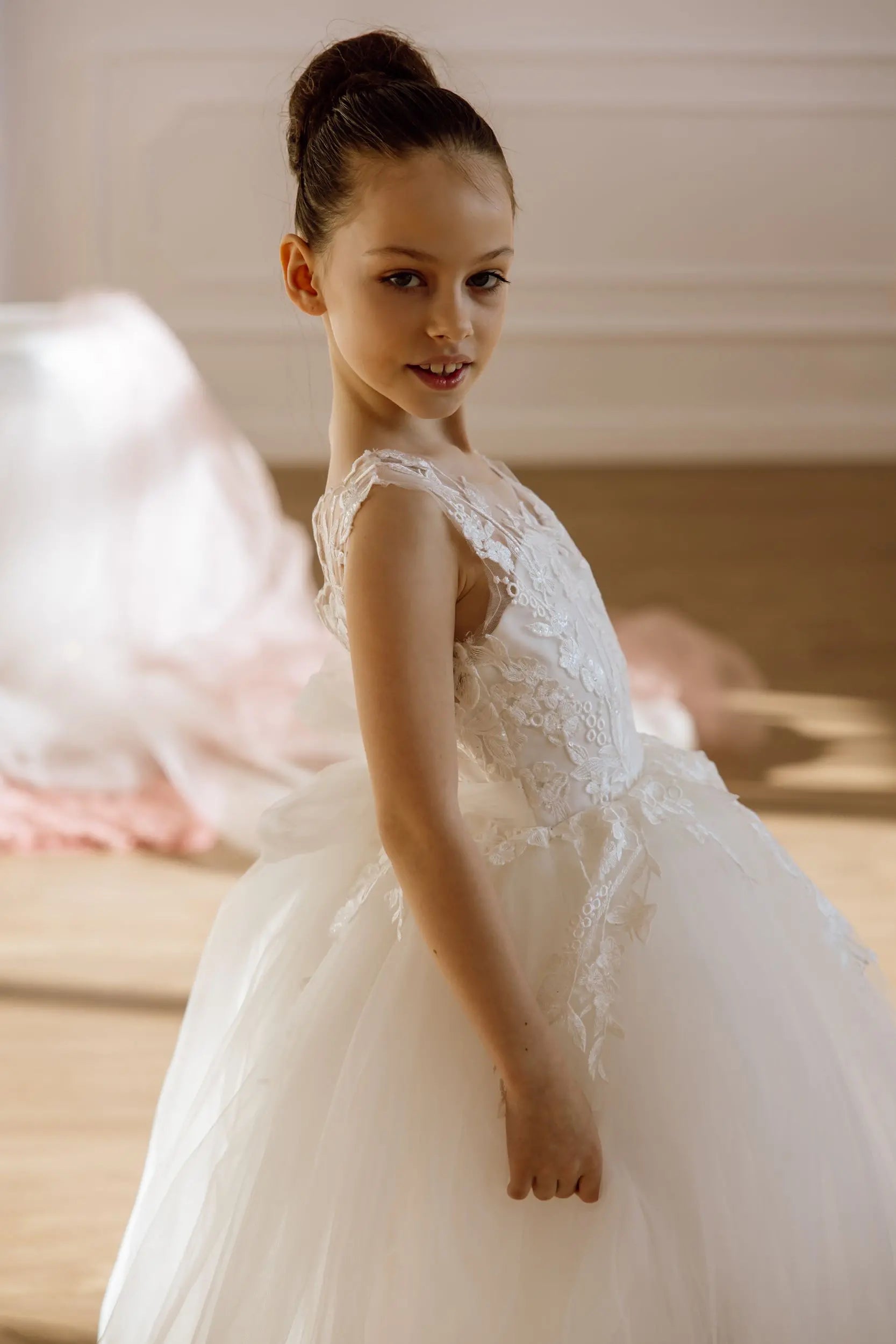 Sicily lace tulle flower girl dress