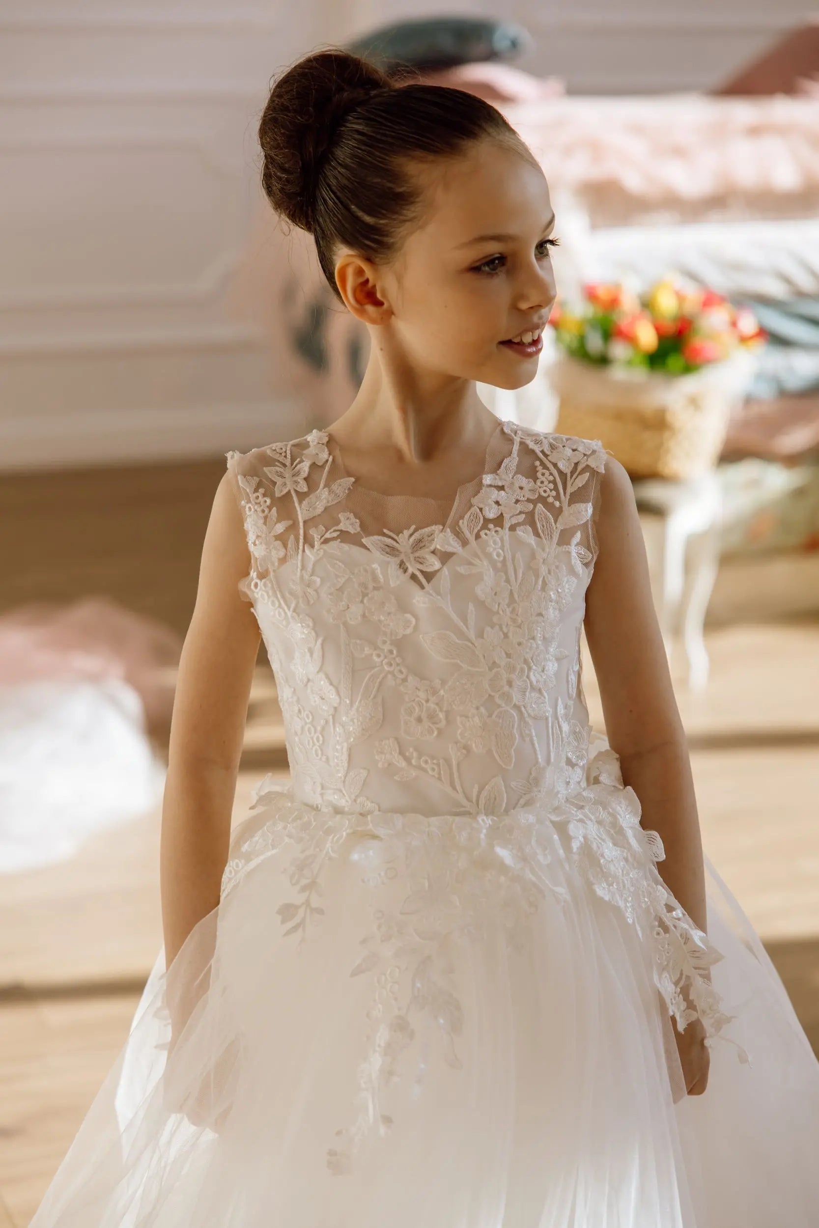 Sicily lace tulle flower girl dress