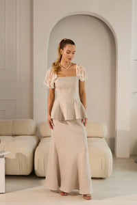 Symphony Elegant Linen Skirt Set With Corset