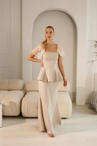 Symphony Elegant Linen Skirt Set With Corset