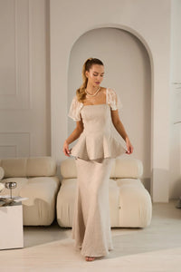 Symphony Elegant Linen Skirt Set With Corset