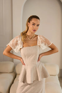 Symphony Elegant Linen Skirt Set With Corset
