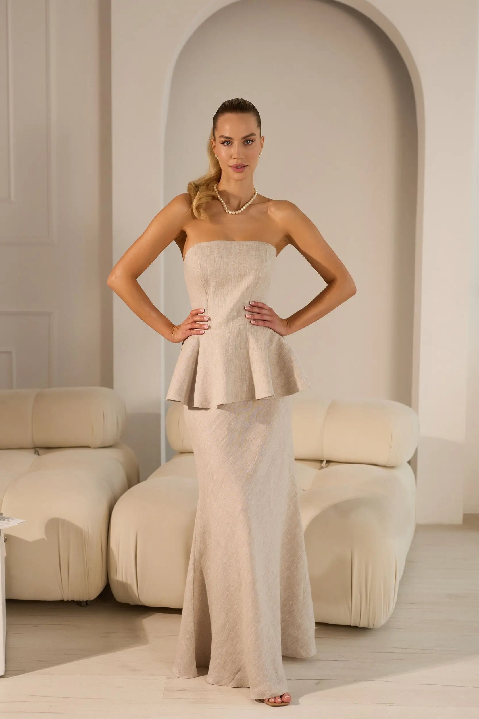 Symphony Elegant Linen Skirt Set
