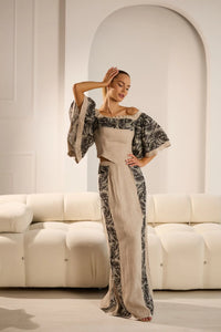 Dolce Elegant Linen Skirt Set
