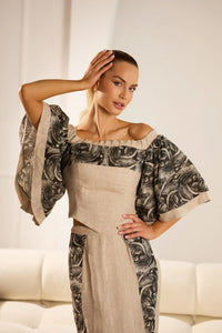 Dolce Elegant Linen Skirt Set