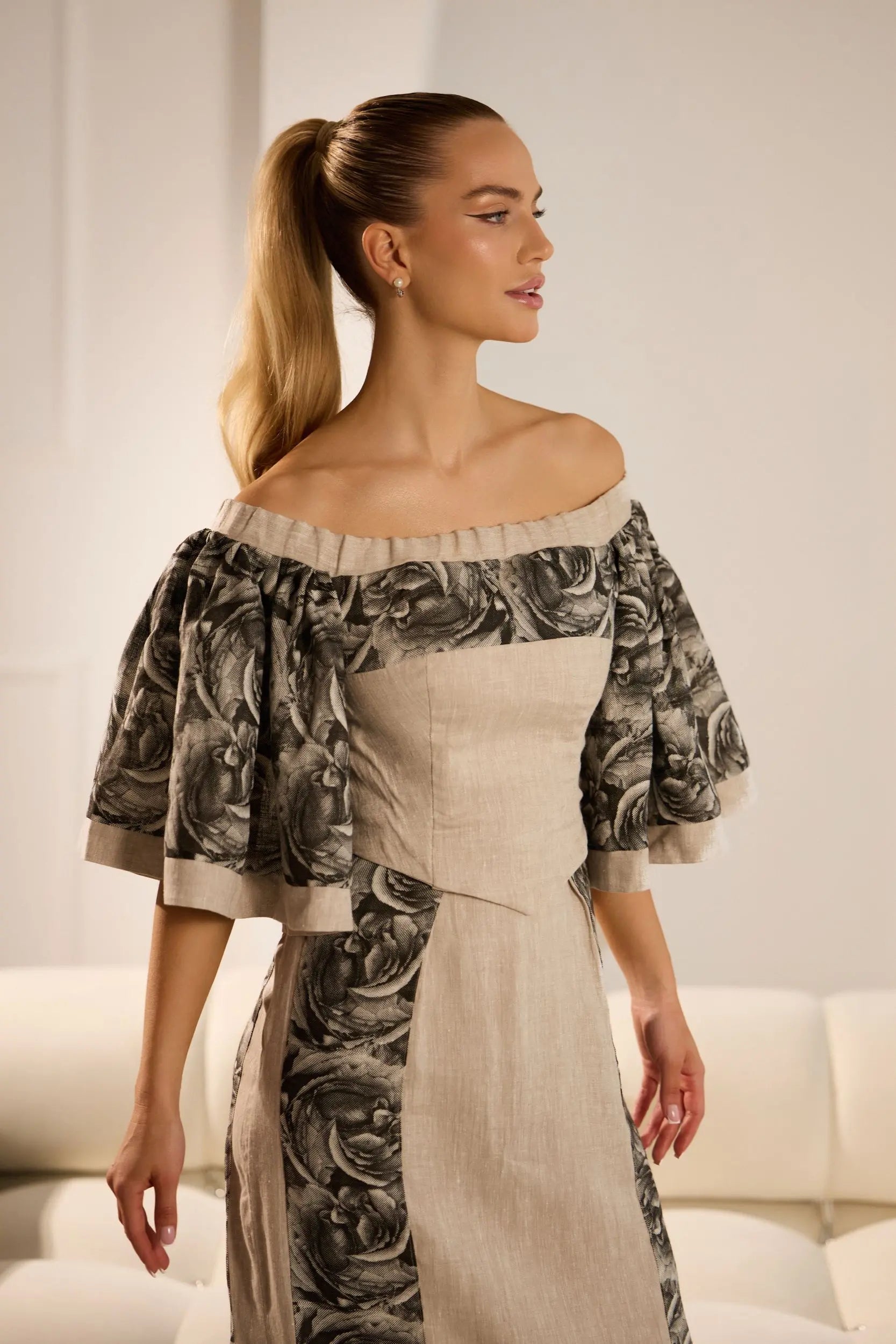 Dolce Elegant Linen Skirt Set
