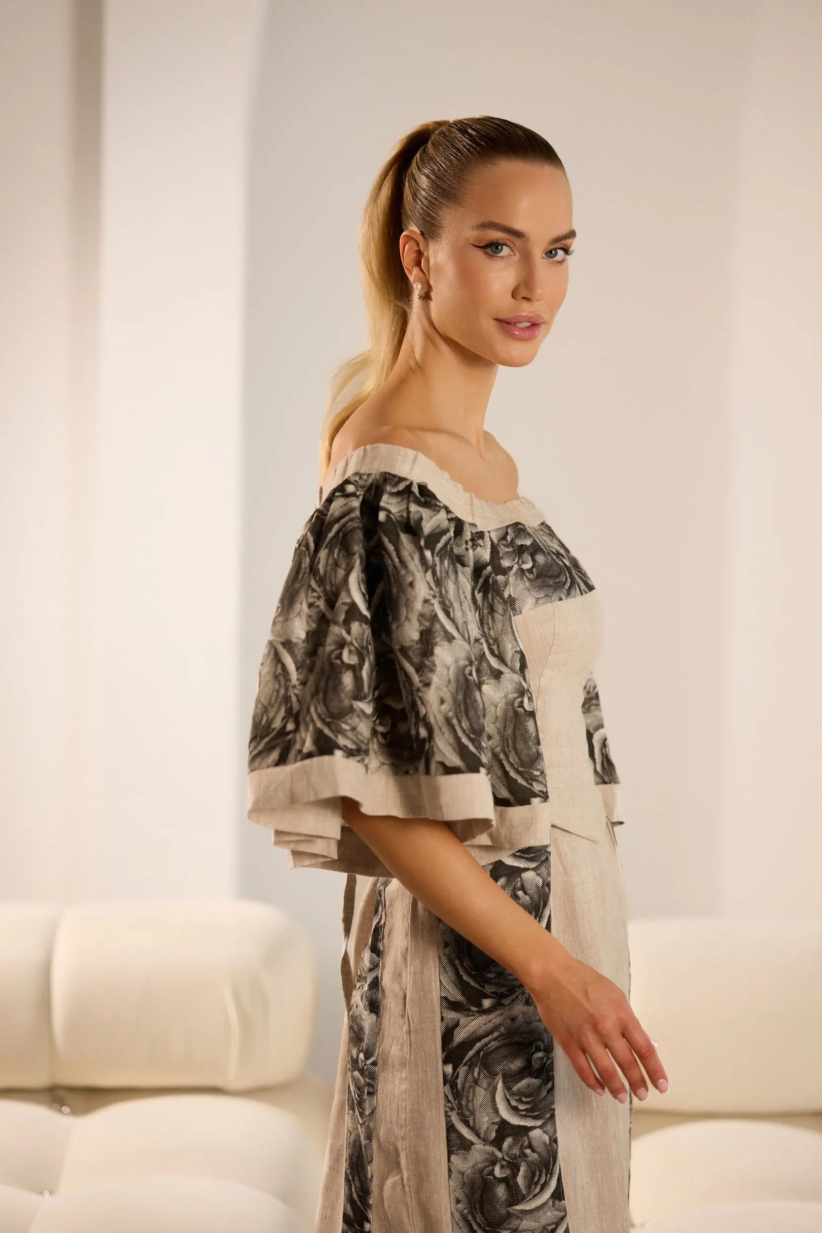 Dolce Elegant Linen Skirt Set