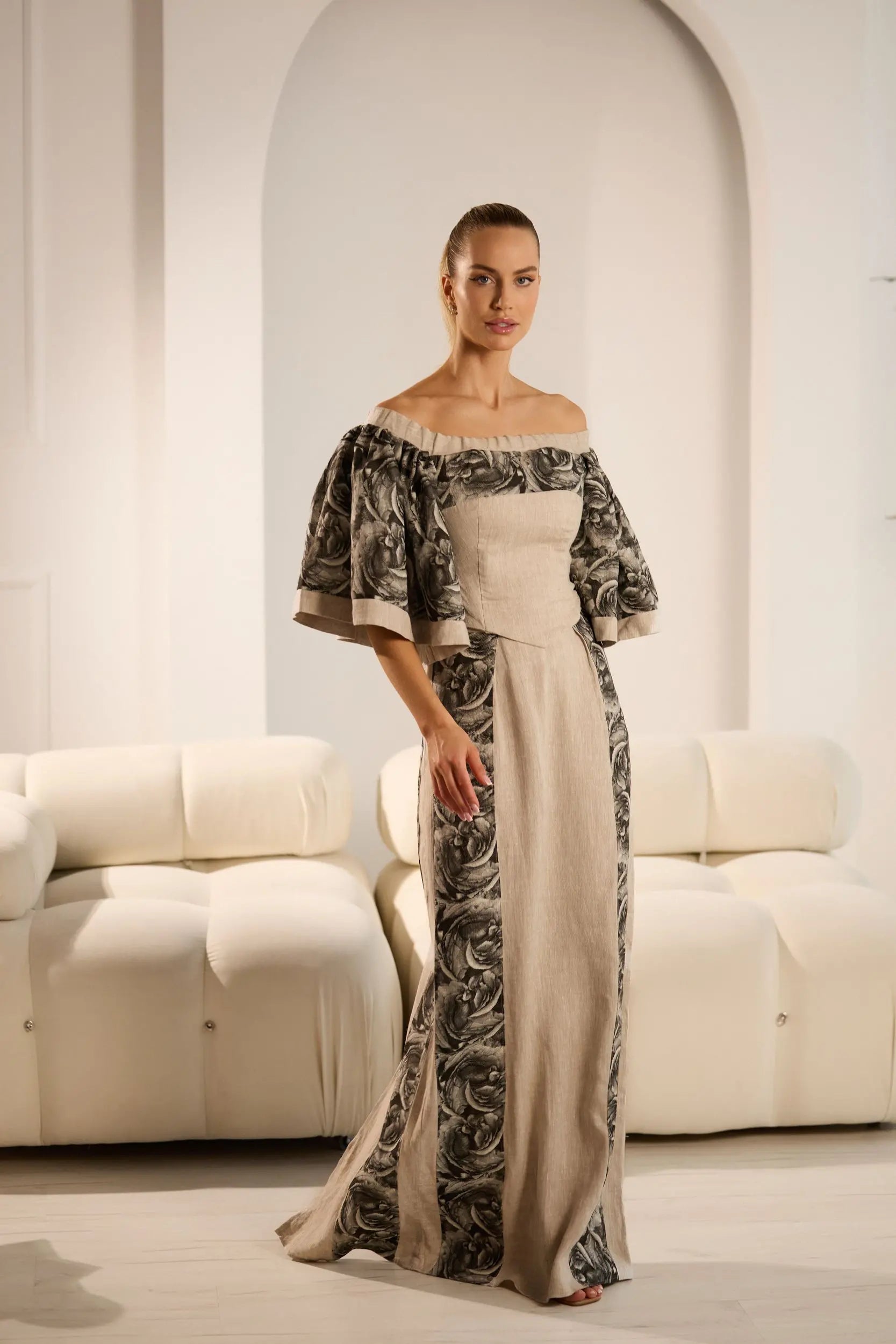Dolce Elegant Linen Skirt Set