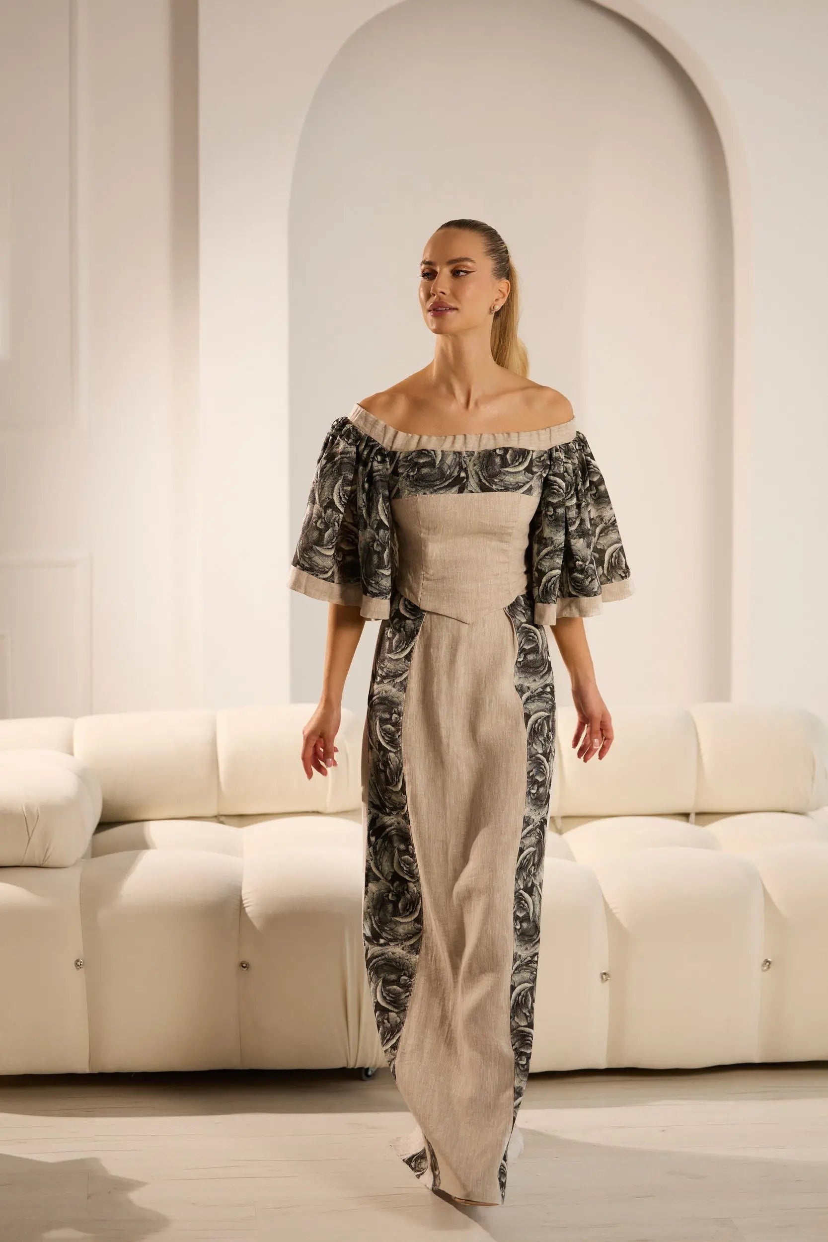 Dolce Elegant Linen Skirt Set