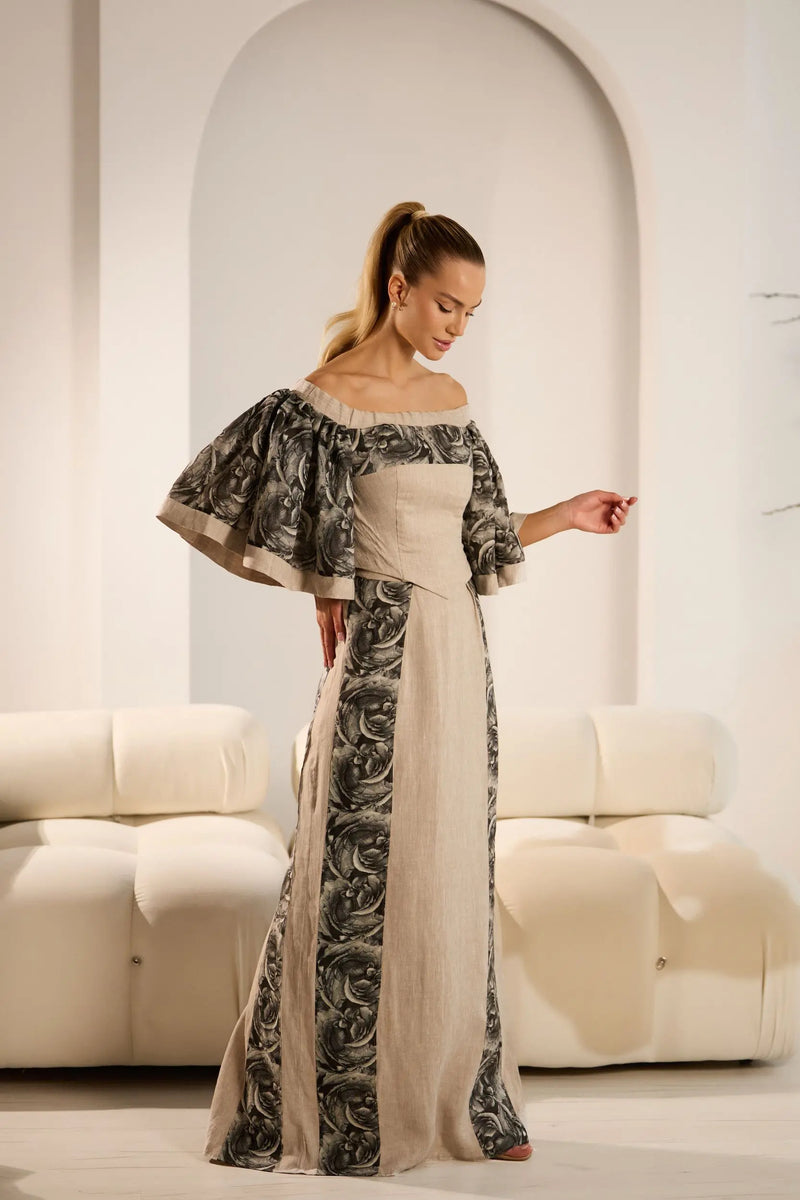 Dolce Elegant Linen Skirt Set