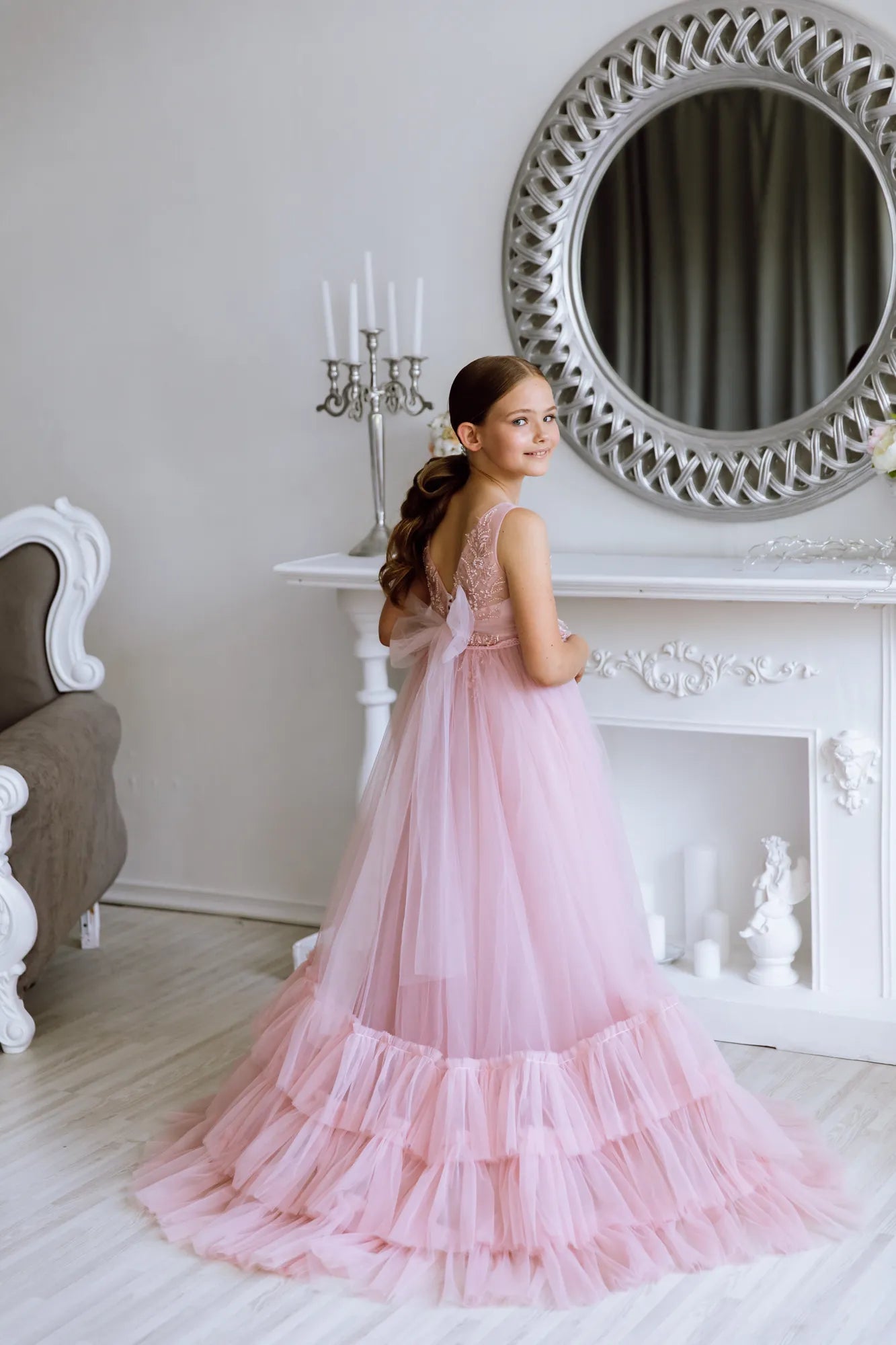 Stefania tulle flower girl dress