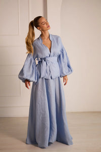 Provence Elegant Linen Skirt Set with Jacket
