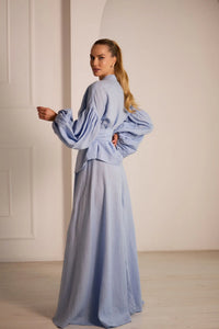 Provence Elegant Linen Skirt Set with Jacket