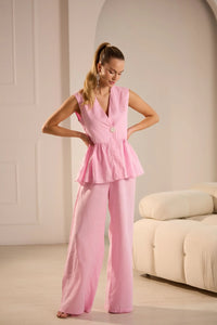 Ibiza Linen Two-Piece Set With Pants
