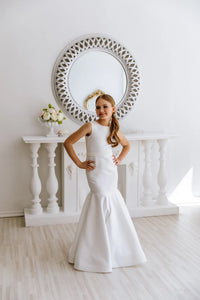 Amelia satin flower girl dress
