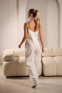 Aura Elegant Linen Pants with Cardigan Set